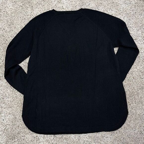 Coldwater Creek Black Wool Blend Long Sleeve Tunic Sweater L Pockets - Picture 3 of 9